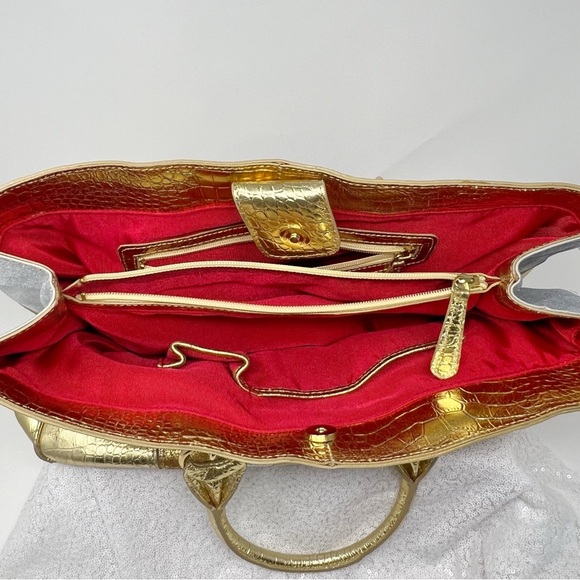 BEVERLY FELDMAN Shoulder Bag Satchel Gold / Silver Leather handbag - Picture 2 of 16